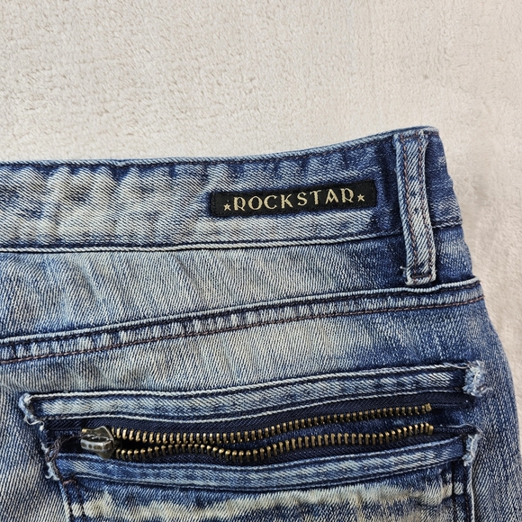 Rockstar Jeans Men's 34 Blue Distressed Denim Graphic Painted Art Graffiti - Picture 12 of 14